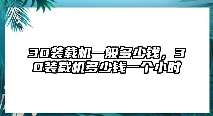 30裝載機(jī)一般多少錢(qián)，30裝載機(jī)多少錢(qián)一個(gè)小時(shí)