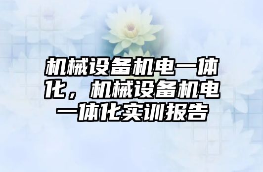 機械設備機電一體化，機械設備機電一體化實訓報告