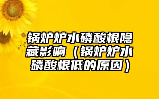 鍋爐爐水磷酸根隱藏影響（鍋爐爐水磷酸根低的原因）