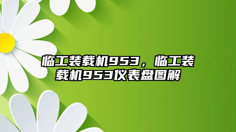 臨工裝載機953，臨工裝載機953儀表盤圖解