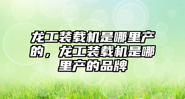 龍工裝載機是哪里產的，龍工裝載機是哪里產的品牌