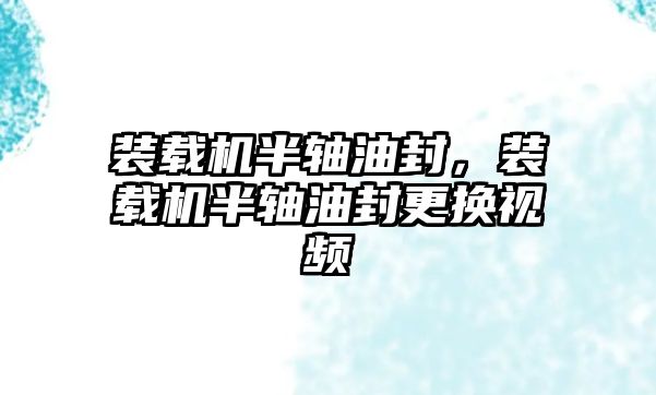 裝載機半軸油封，裝載機半軸油封更換視頻