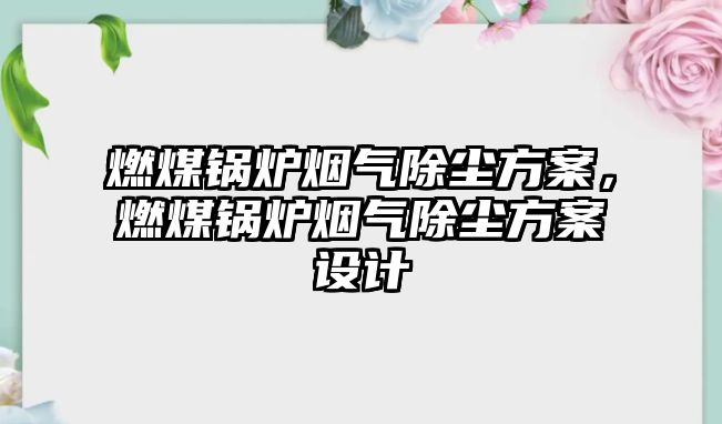 燃煤鍋爐煙氣除塵方案，燃煤鍋爐煙氣除塵方案設計