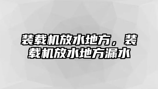 裝載機放水地方，裝載機放水地方漏水