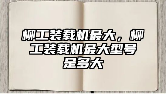 柳工裝載機最大，柳工裝載機最大型號是多大