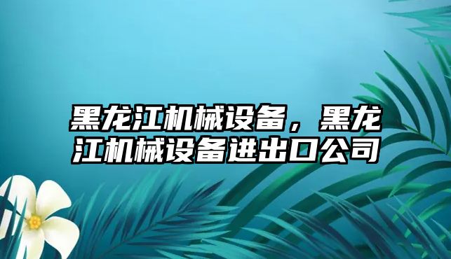 黑龍江機械設備，黑龍江機械設備進出口公司