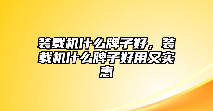 裝載機什么牌子好，裝載機什么牌子好用又實惠