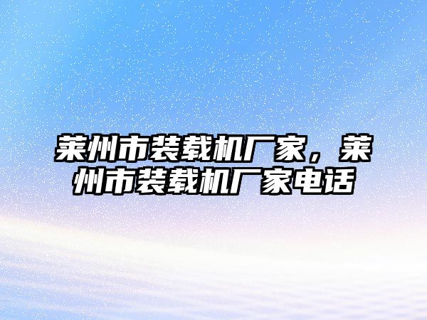 萊州市裝載機廠家，萊州市裝載機廠家電話