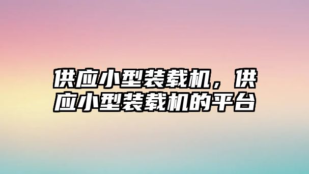 供應(yīng)小型裝載機，供應(yīng)小型裝載機的平臺