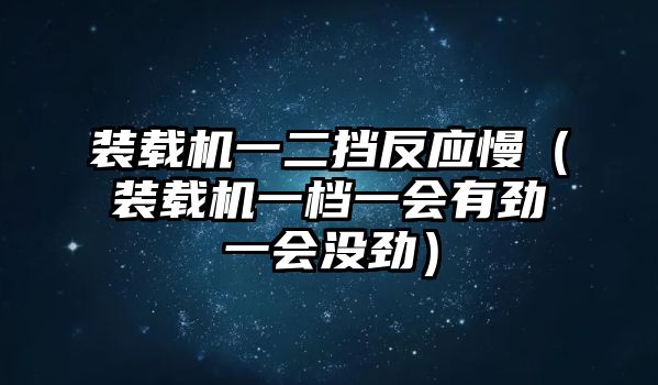 裝載機一二擋反應慢（裝載機一檔一會有勁一會沒勁）