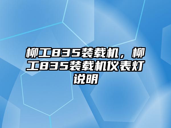 柳工835裝載機，柳工835裝載機儀表燈說明