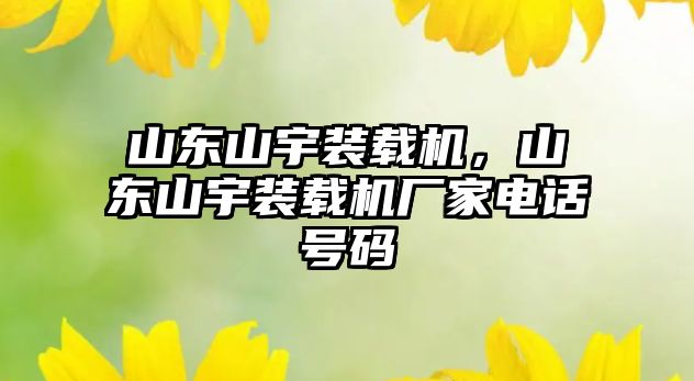 山東山宇裝載機，山東山宇裝載機廠家電話號碼