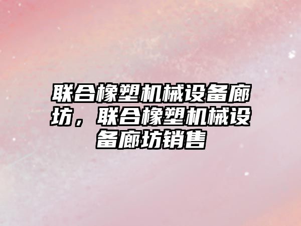 聯合橡塑機械設備廊坊，聯合橡塑機械設備廊坊銷售