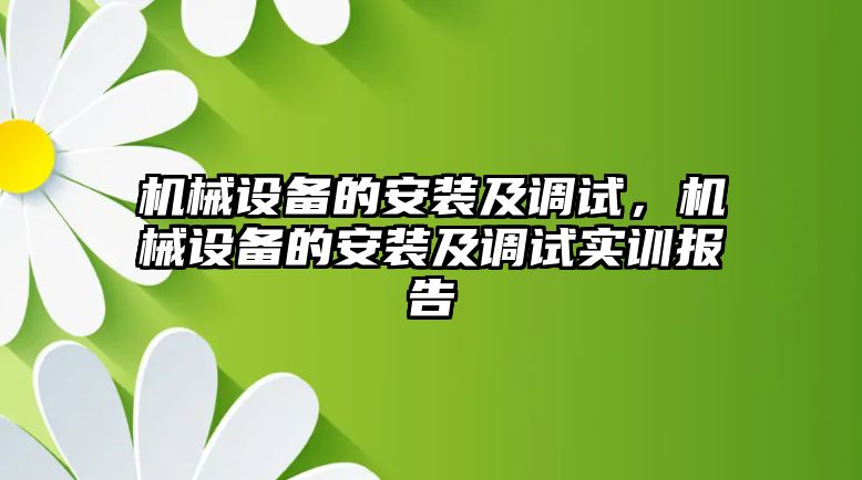 機械設備的安裝及調試，機械設備的安裝及調試實訓報告