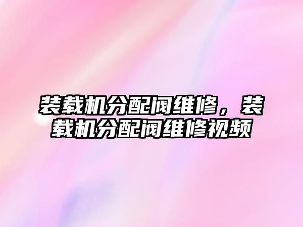 裝載機分配閥維修，裝載機分配閥維修視頻