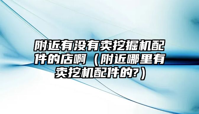 附近有沒有賣挖掘機配件的店啊（附近哪里有賣挖機配件的?）