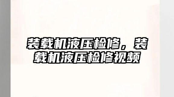 裝載機液壓檢修，裝載機液壓檢修視頻