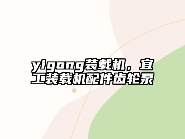 yigong裝載機，宜工裝載機配件齒輪泵