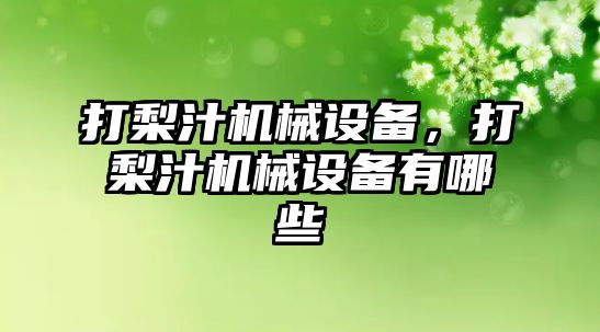 打梨汁機械設備，打梨汁機械設備有哪些