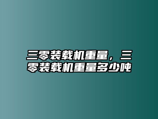 三零裝載機重量，三零裝載機重量多少噸