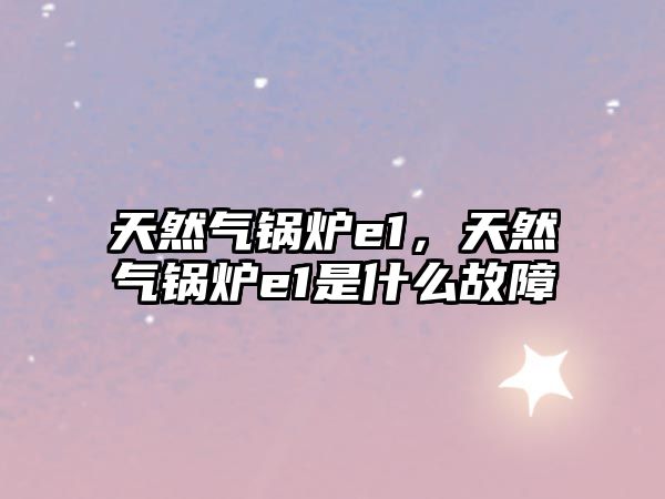 天然氣鍋爐e1，天然氣鍋爐e1是什么故障