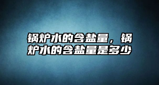 鍋爐水的含鹽量，鍋爐水的含鹽量是多少