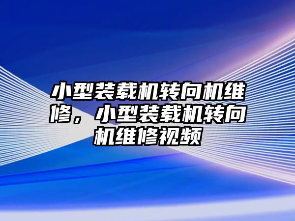 小型裝載機轉(zhuǎn)向機維修，小型裝載機轉(zhuǎn)向機維修視頻