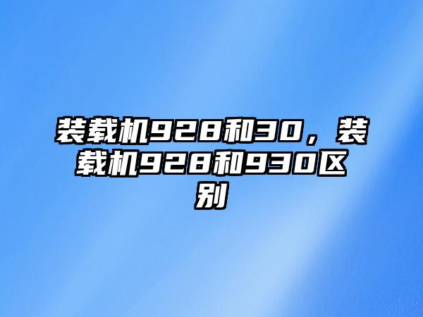 裝載機928和30，裝載機928和930區別