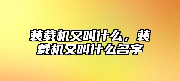 裝載機又叫什么，裝載機又叫什么名字