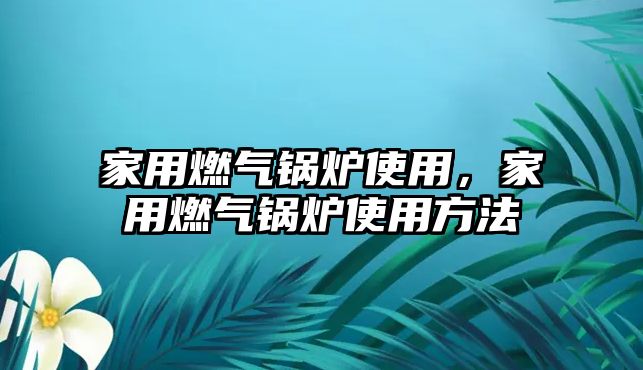 家用燃氣鍋爐使用，家用燃氣鍋爐使用方法