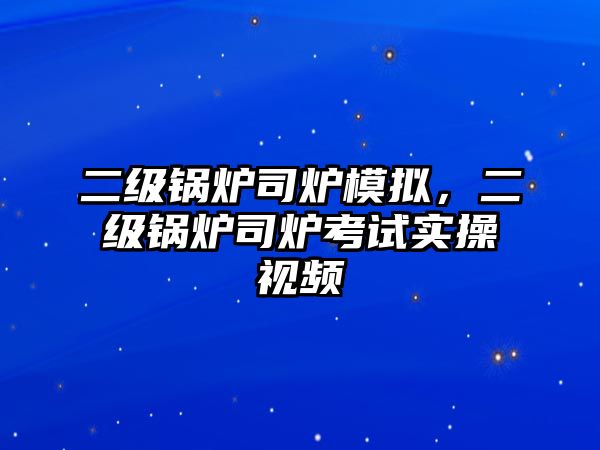 二級鍋爐司爐模擬，二級鍋爐司爐考試實操視頻