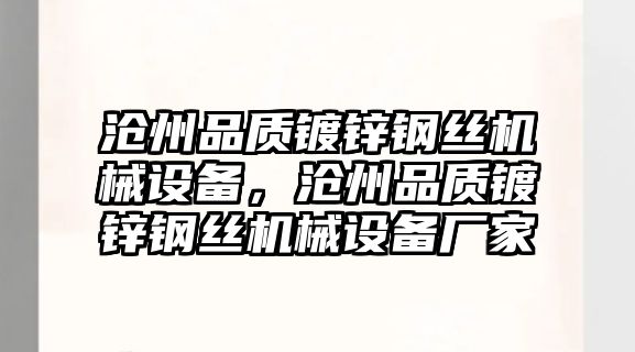 滄州品質鍍鋅鋼絲機械設備，滄州品質鍍鋅鋼絲機械設備廠家