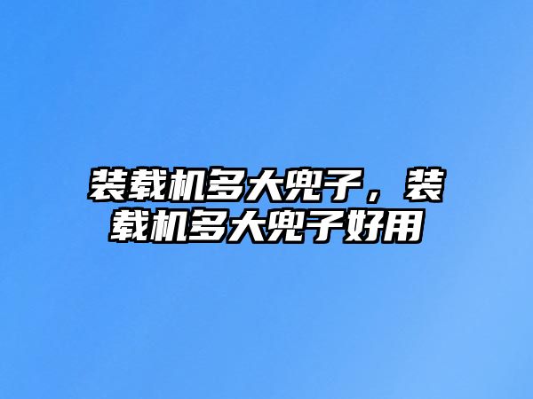 裝載機多大兜子，裝載機多大兜子好用