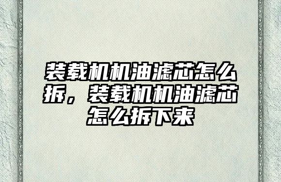 裝載機機油濾芯怎么拆，裝載機機油濾芯怎么拆下來