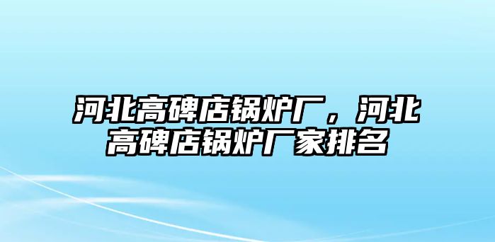 河北高碑店鍋爐廠，河北高碑店鍋爐廠家排名