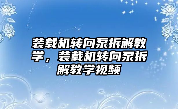 裝載機轉向泵拆解教學，裝載機轉向泵拆解教學視頻