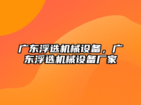 廣東浮選機(jī)械設(shè)備，廣東浮選機(jī)械設(shè)備廠家