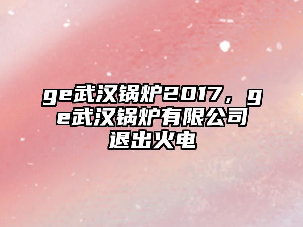 ge武漢鍋爐2017，ge武漢鍋爐有限公司退出火電