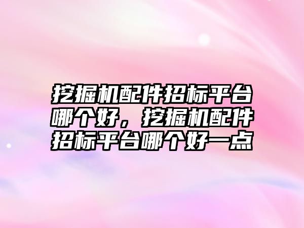 挖掘機配件招標(biāo)平臺哪個好，挖掘機配件招標(biāo)平臺哪個好一點