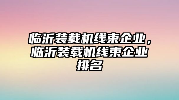 臨沂裝載機線束企業，臨沂裝載機線束企業排名