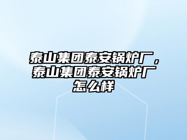 泰山集團泰安鍋爐廠，泰山集團泰安鍋爐廠怎么樣