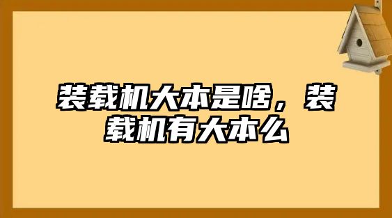 裝載機大本是啥，裝載機有大本么