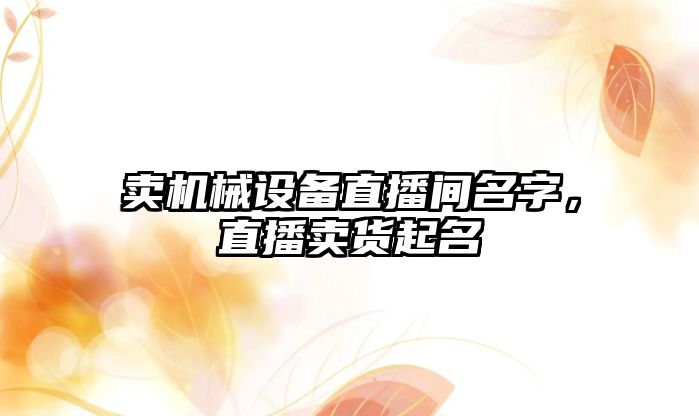 賣機械設備直播間名字，直播賣貨起名