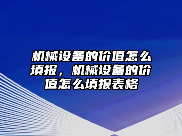 機械設備的價值怎么填報，機械設備的價值怎么填報表格