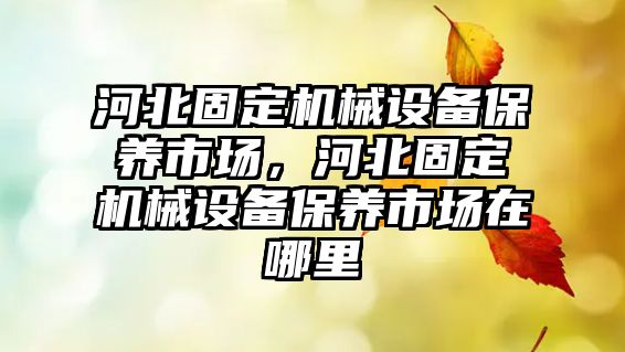 河北固定機械設備保養市場，河北固定機械設備保養市場在哪里