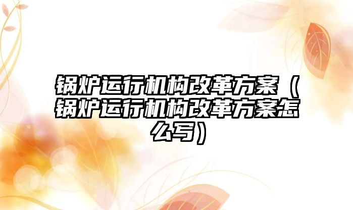 鍋爐運行機構改革方案（鍋爐運行機構改革方案怎么寫）