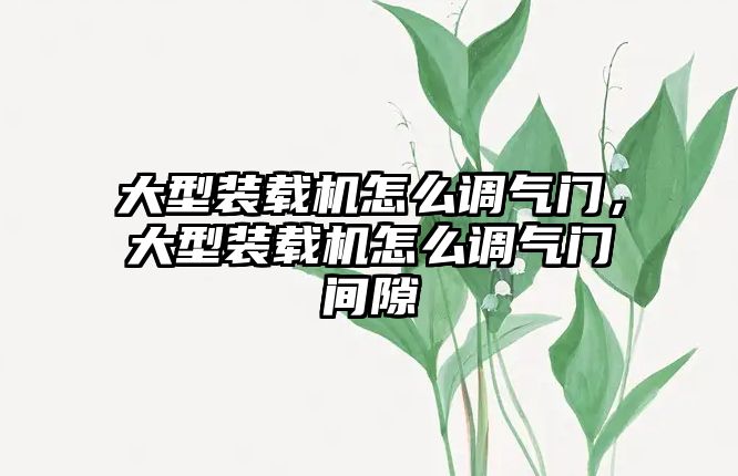 大型裝載機怎么調氣門，大型裝載機怎么調氣門間隙