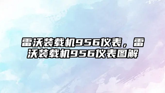 雷沃裝載機956儀表，雷沃裝載機956儀表圖解