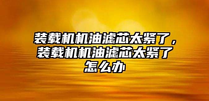 裝載機(jī)機(jī)油濾芯太緊了，裝載機(jī)機(jī)油濾芯太緊了怎么辦