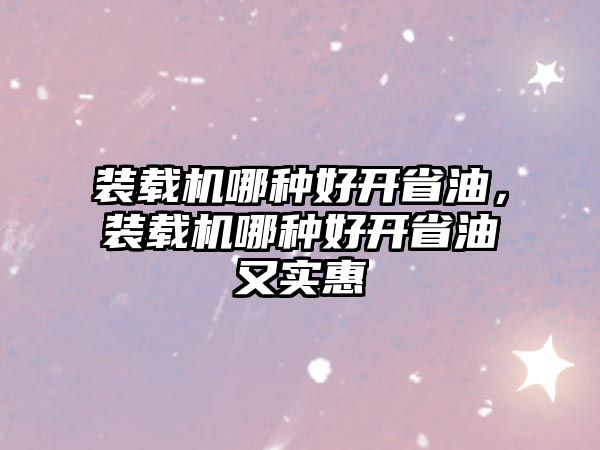 裝載機哪種好開省油，裝載機哪種好開省油又實惠